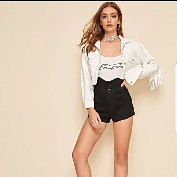 ■SOLD OUT■WHITE WASH FRINGE DETAIL DENIM JACKET - Picture 3 of 8